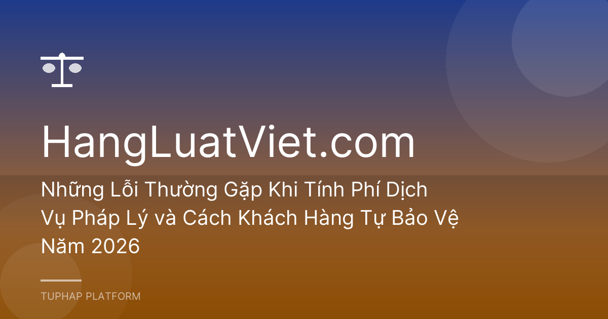 Những Lỗi Thường Gặp Khi Tính Phí Dịch Vụ Pháp Lý và Cách Khách Hàng Tự Bảo Vệ Năm 2026