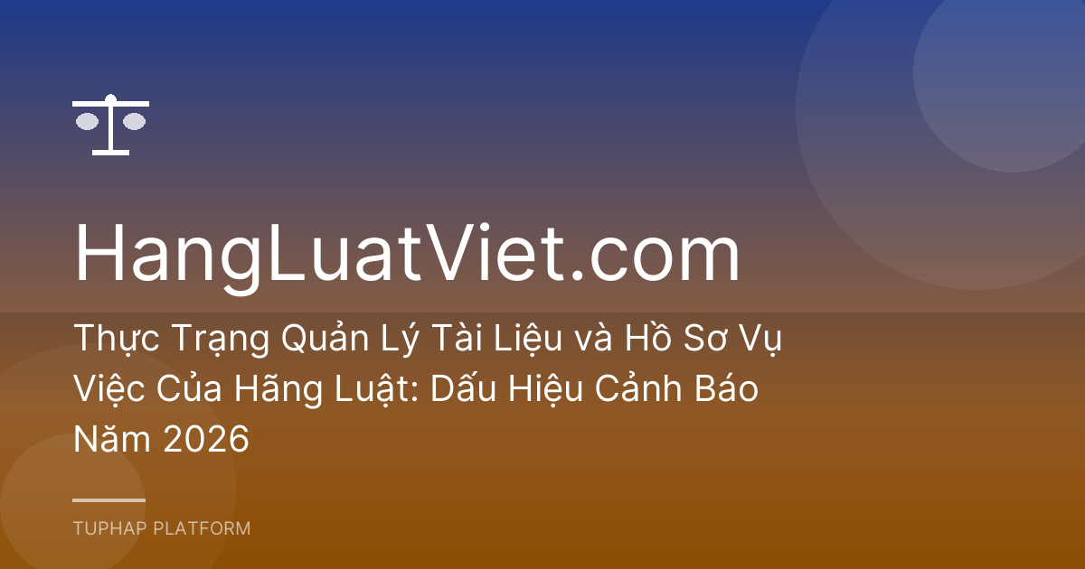 Thực Trạng Quản Lý Tài Liệu và Hồ Sơ Vụ Việc Của Hãng Luật: Dấu Hiệu Cảnh Báo Năm 2026